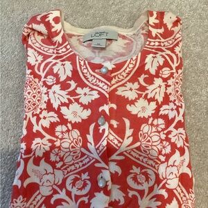 LOFT Women's Coral Floral Top